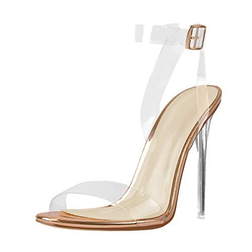 Clear High Stilettos Heels Ankle Buckle Heeled Sandals for Women