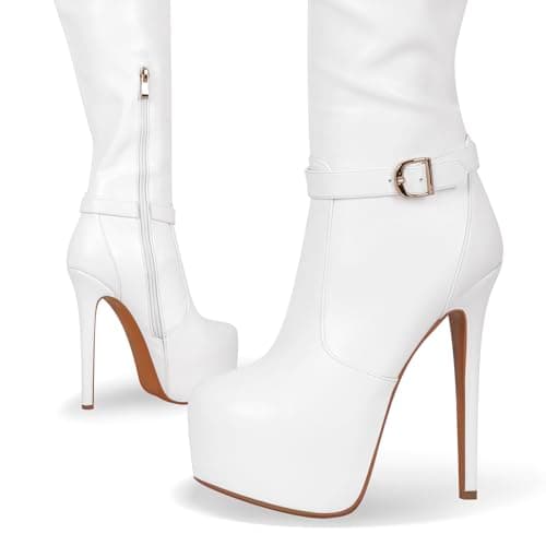 Women's Platform Boots with Stiletto Heels and Cutout Zip-Up Design