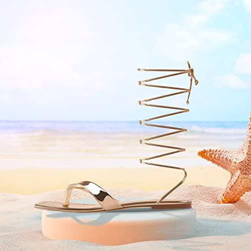 Richealnana Women's Strappy Gladiator Split Toe Sandals