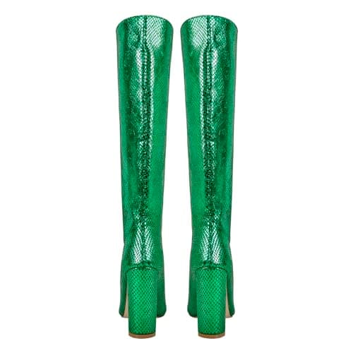 Richealnana Women's Knee High Snake Print Boots