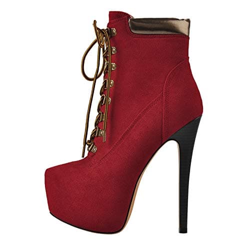 Richealnana Women's Platform Ankle Boots — Red