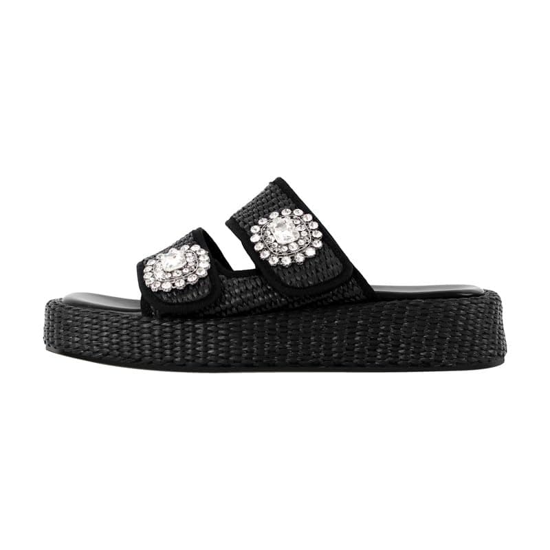 Richealnana Women's Braided Slide Sandals — Black-b