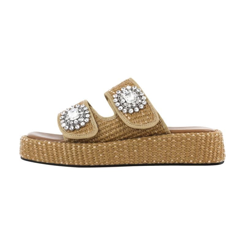 Richealnana Women's Braided Slide Sandals — Tan-b