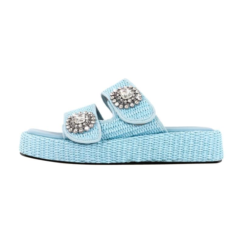 Richealnana Women's Braided Slide Sandals — Blue-b
