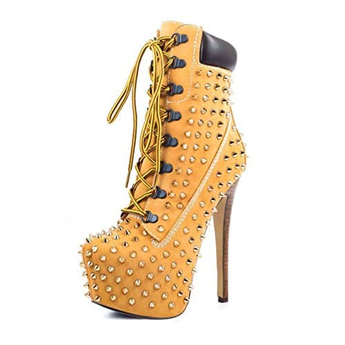 Richealnana Women's Platform Ankle Boots — Yellow Studded