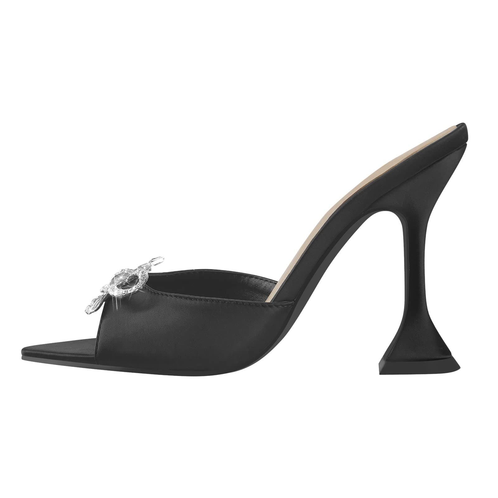 Richealnana Women's Pointed Toe Bow-knot Rhinestone Slip-On Mule Sandals