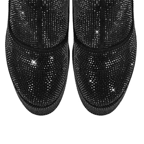 Richealnana Women's Chunky Heeled Sparkly Thigh High Boots