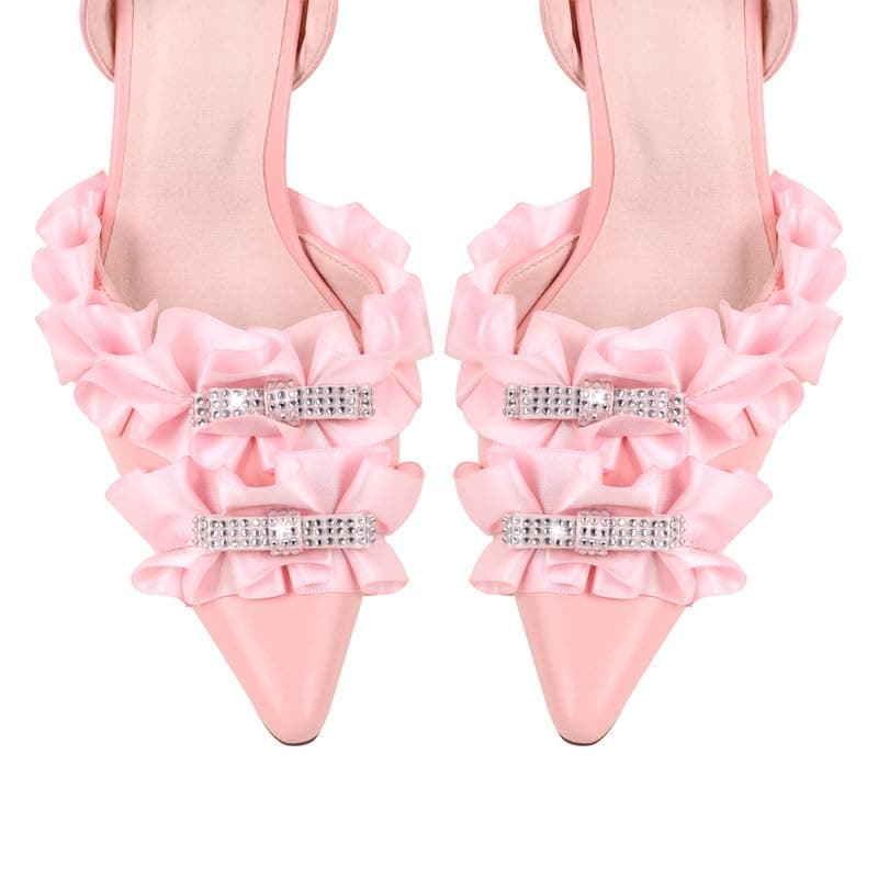 Richealnana Women's Rhinestone Bow Slingback Sandals
