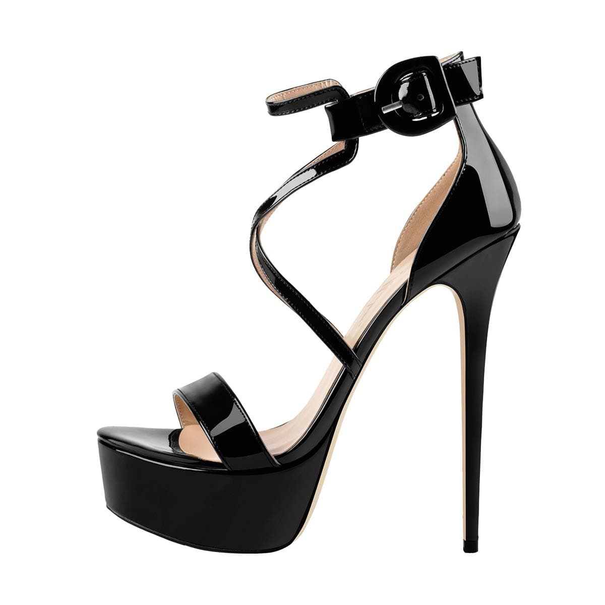 Women's Platform Crisscross Ankle Buckle Stilettos Sandals