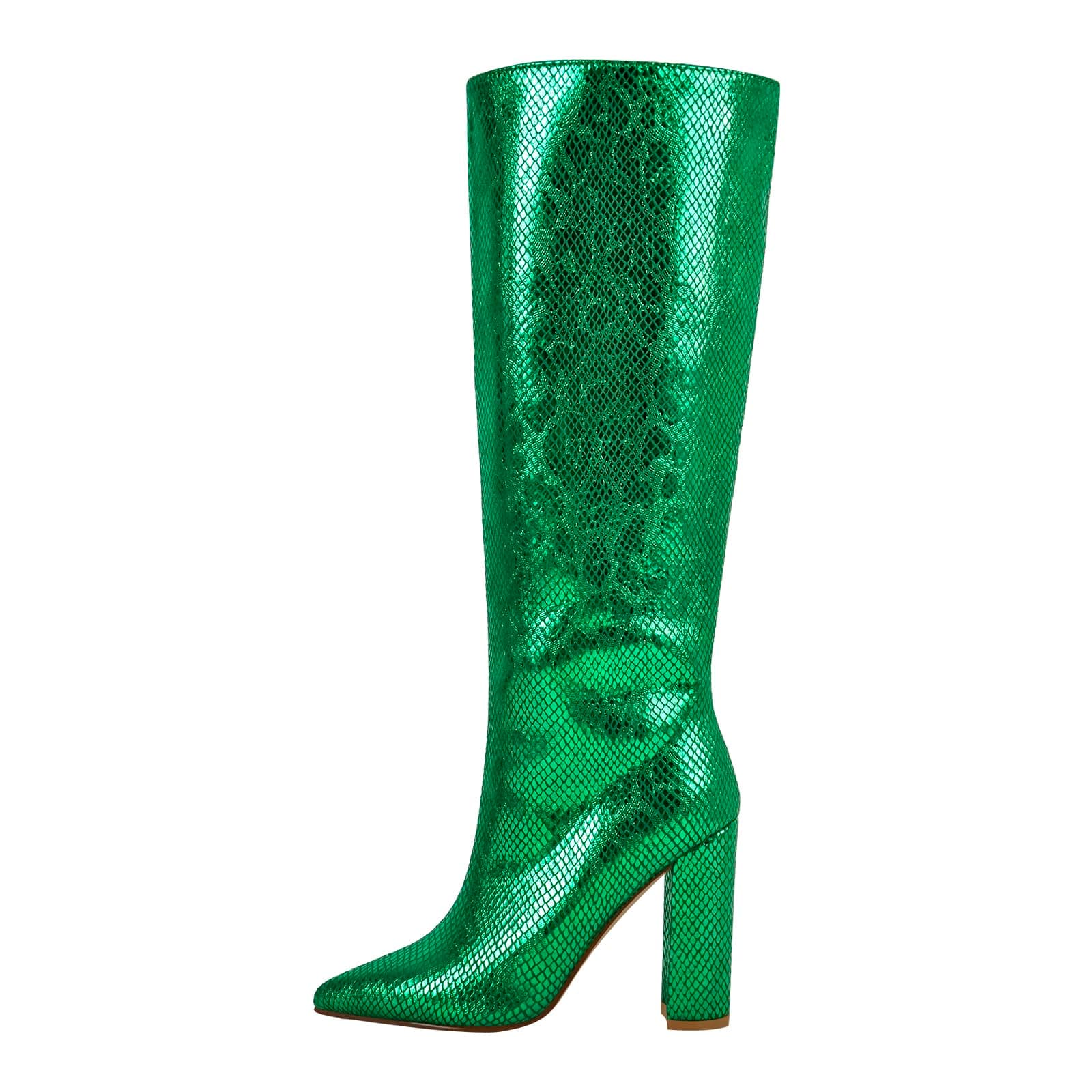 Richealnana Women's Knee High Snake Print Boots