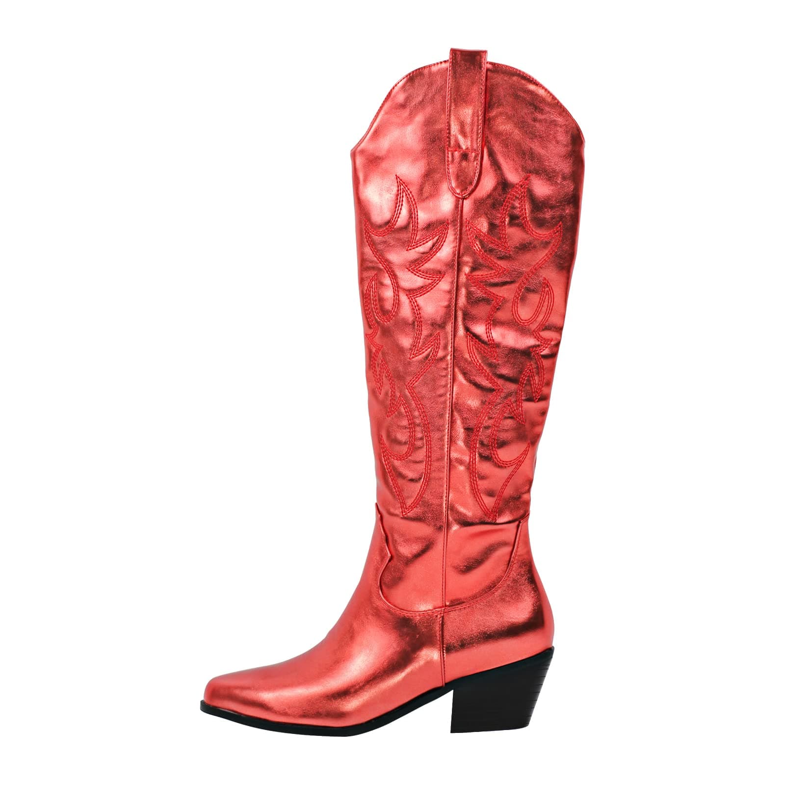 Richealnana Women's Embroidered Cowboy Boots with Chunky Heels