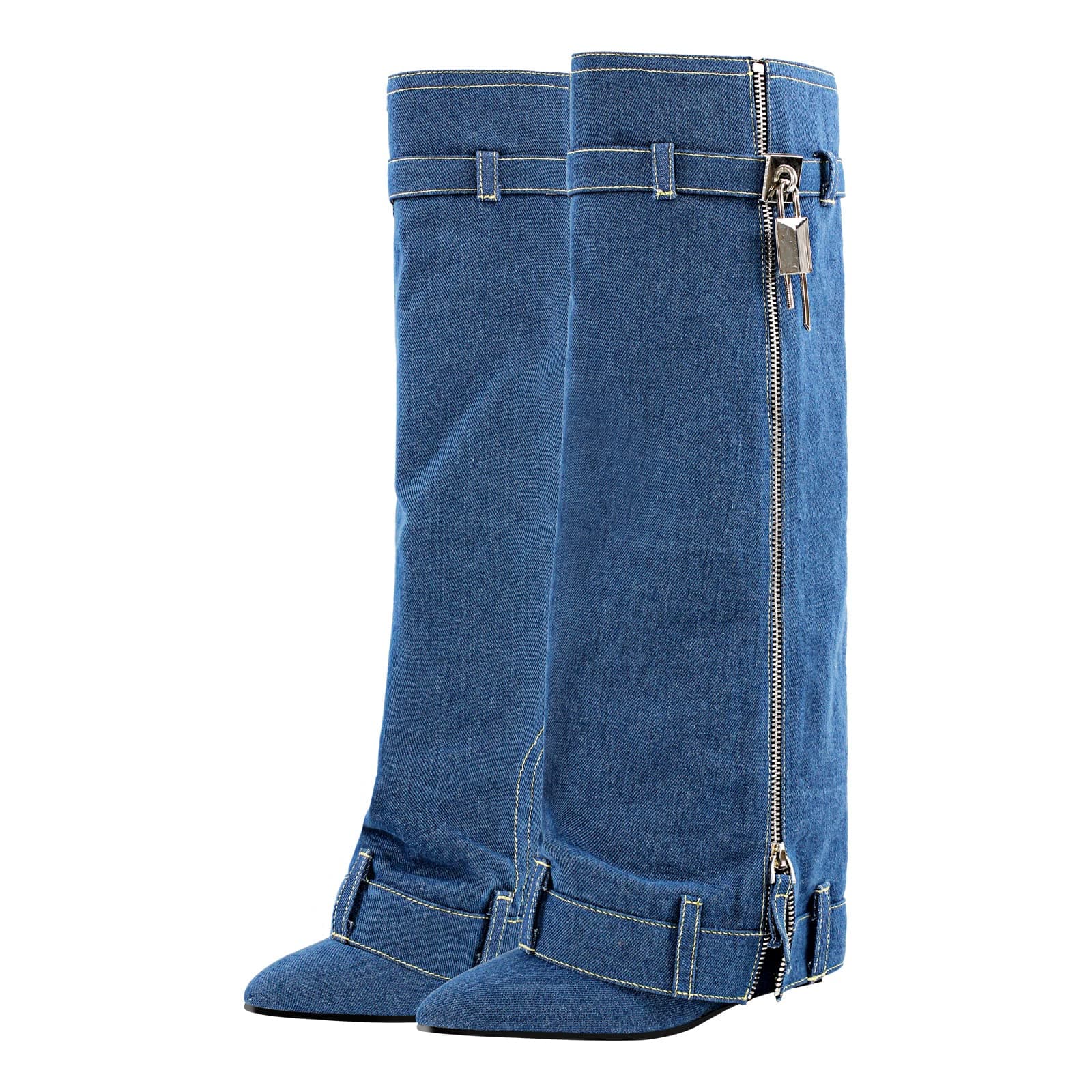 Richealnana Women's Fold Over Knee High Boots
